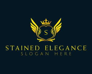 Elegant Crown Wing logo design