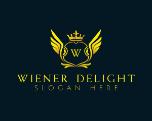 Elegant Crown Wing logo design