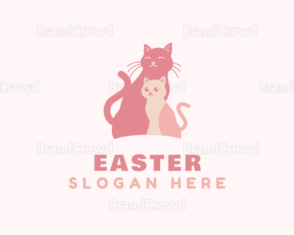 Pink Cat & Kitten Pet Logo