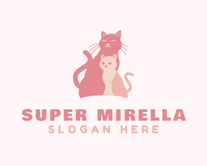 Pink Cat & Kitten Pet Logo