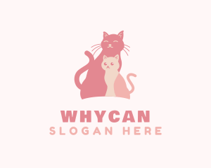 Pink Cat & Kitten Pet Logo