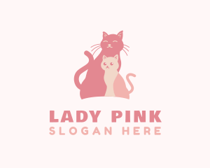 Pink Cat & Kitten Pet logo design