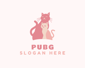 Kid - Pink Cat & Kitten Pet logo design