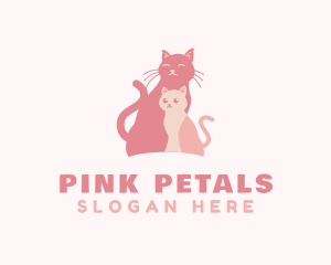 Pink Cat & Kitten Pet logo design