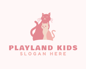 Pink Cat & Kitten Pet logo design