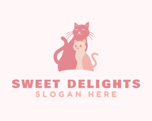 Pink Cat & Kitten Pet logo design