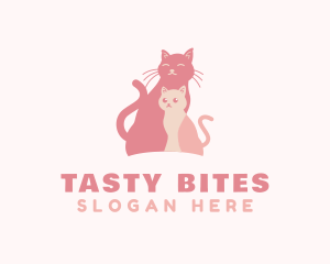 Kiddie - Pink Cat & Kitten Pet logo design