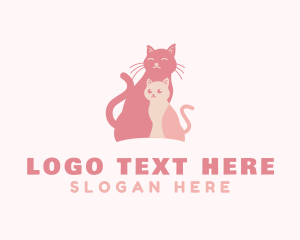 Pink Cat & Kitten Pet Logo