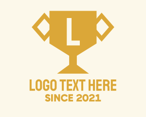 Polygonal - Gold Trophy Letter logo design