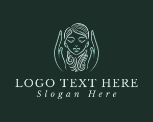 Hot Stone - Massage Hands Head logo design