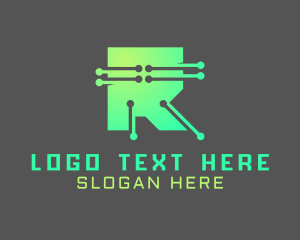 High Technology - Tech Circuitry Letter R logo design