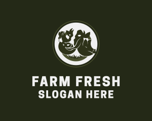 Chicken Cow Pig Livestock logo design