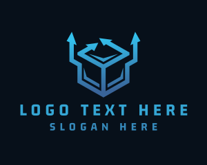 Blue - Shipping Arrow Box logo design