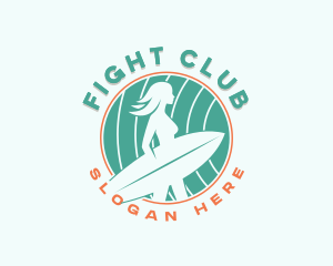 Woman Surfer Surf Club logo design