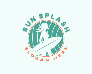 Beachwear - Woman Surfer Surf Club logo design