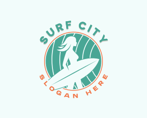 Woman Surfer Surf Club logo design