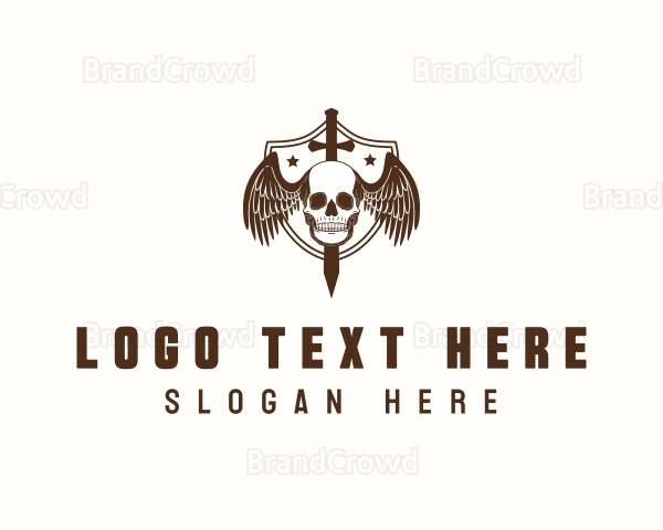 Sword Skull Shield Weapon Logo