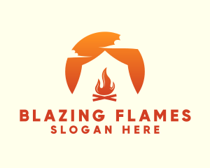 Sunset Camping Bonfire logo design