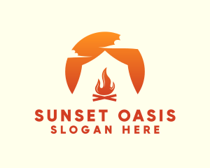 Sunset Camping Bonfire logo design