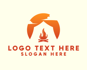 Landscape - Sunset Camping Bonfire logo design