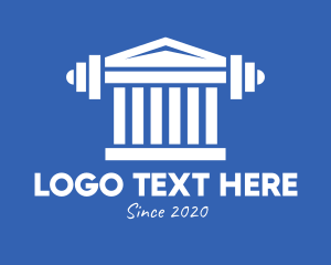 Town Hall - Greek Parthenon Gym Barbell logo design