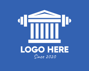 Classical Building - Greek Parthenon Gym Barbell logo design