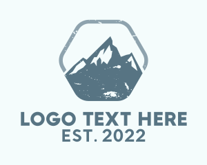 Camping - Hexagon Mountain Camp logo design