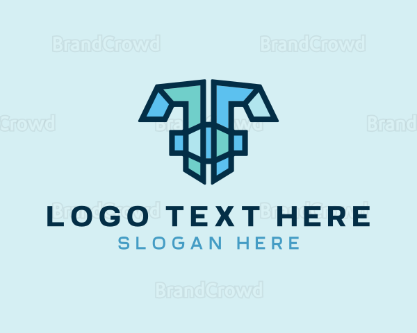 Modern Mosaic Letter T Logo