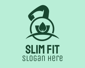 Green Kettlebell Leaf  logo design