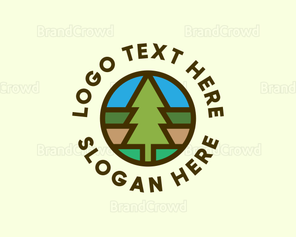 Pine Tree Camping Badge Logo