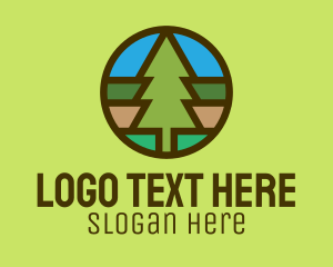 Camp - Pine Tree Camping Badge logo design