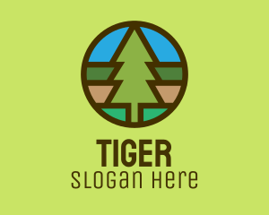 Pine Tree Camping Badge Logo