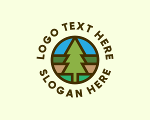 Eco Friendly - Pine Tree Camping Badge logo design