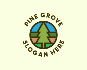 Pine Tree Camping Badge logo design