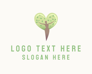 Vegan - Nature Woman Heart logo design