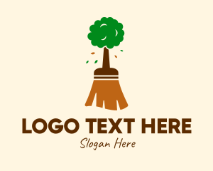Broom - Natural Tree Broom logo design