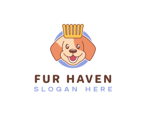 Puppy Comb Crown logo design