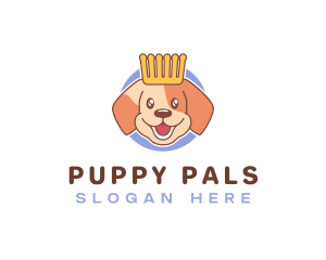 Puppy Comb Crown logo design