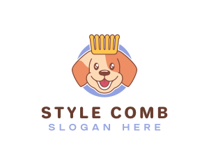 Puppy Comb Crown logo design