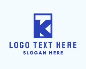 Rectangle - Blue Chat Letter K logo design