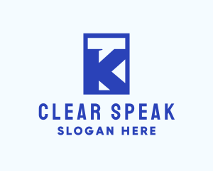 Speak - Blue Chat Letter K logo design