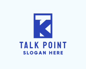 Speak - Blue Chat Letter K logo design