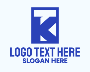 Rectangle - Blue Chat Letter K logo design