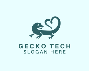 Gecko - Lizard Heart Tail logo design