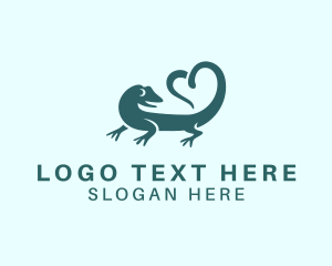 Gecko - Lizard Heart Tail logo design