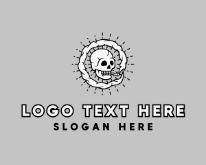 Skull - Smoking Tobacco Cigarette logo design
