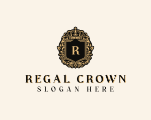 Royalty Monarch Crown Shield logo design