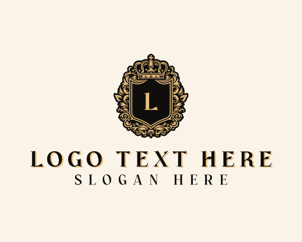 High End - Royalty Monarch Crown Shield logo design