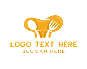 Food Critic - Toque Hat Spoon Fork Culinary logo design