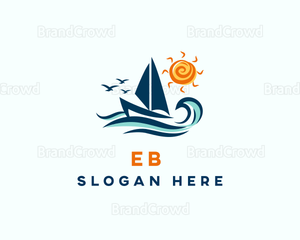 Tropical Ocean Sailboat Logo